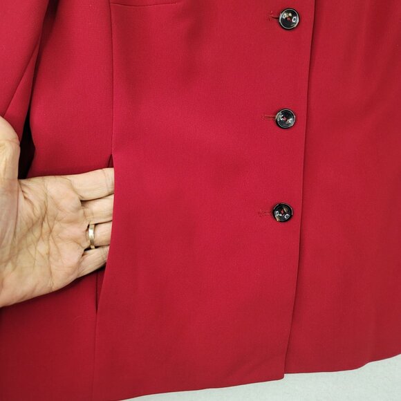 VTG Adolfo Red Button-Up Blazer Size 6 Leopard Print Removable Collar Deadstock - Picture 6 of 13